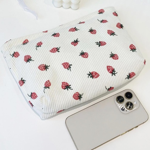 Strawberry Print Clutch Make up Pencil Bag - Picture 6 of 6